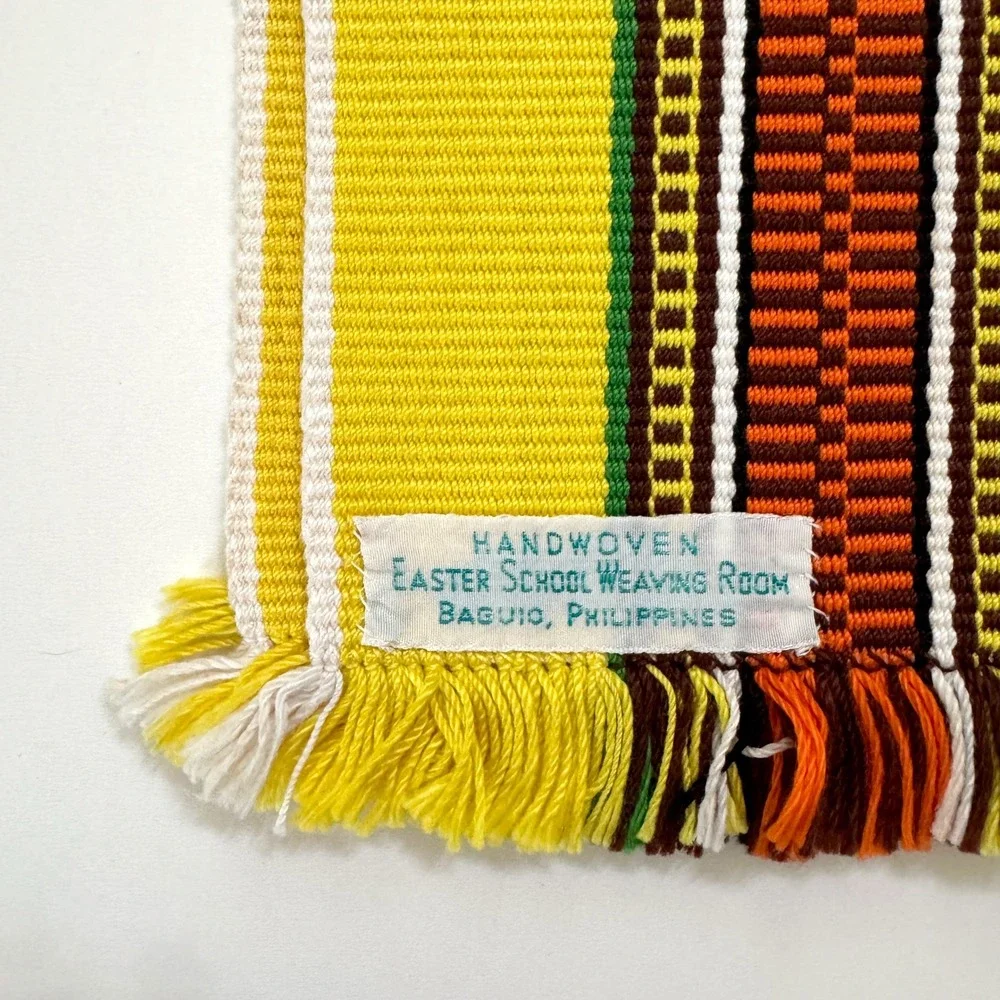 Vintage Easter School‎ Weaving Room Table Runner Hand Woven Philippines Yellow
